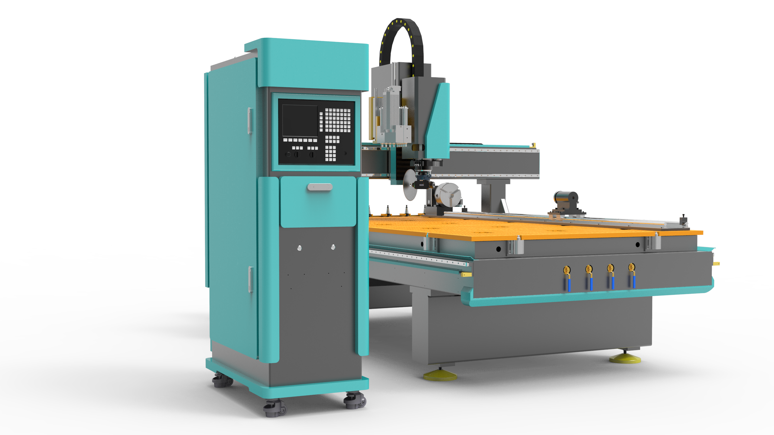 Macchina CNC ATC a 4 assi con testa di foratura