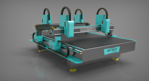 Router CNC multimandrino per legno 3D con 4 teste